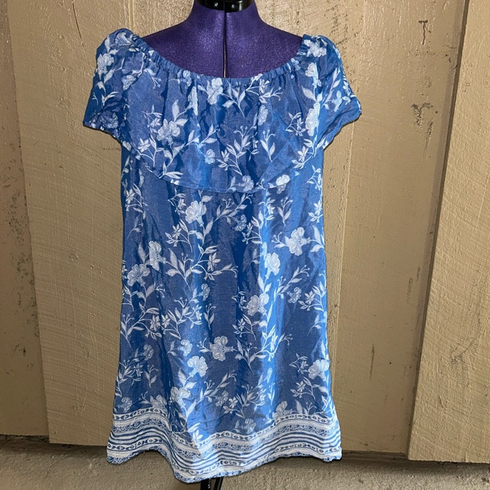 Hawaiian Tropic Sheer Floral Off Shoulder Dress